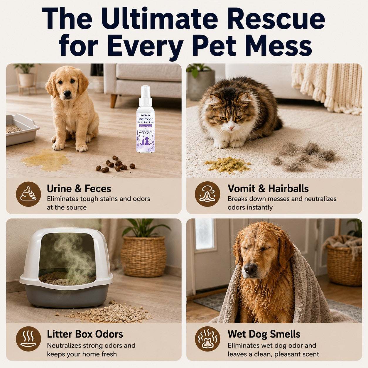 Symzora™ Advanced Pet Odor & Stain Eliminator — Enzyme-Powered, Fresh Formula with Instant Neutralization