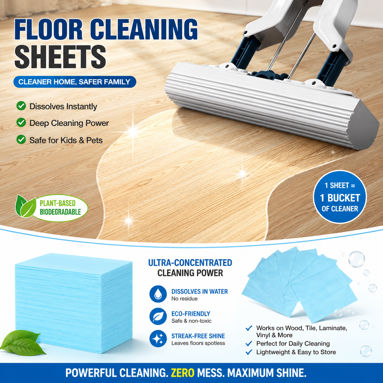 Symzora™ Multi-Effect Dissolvable Floor Cleaning Sheets
