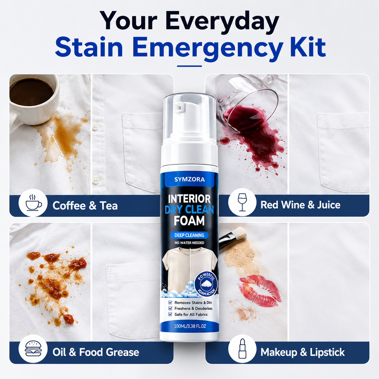 Symzora™ Instant Fabric Stain Remover Spray — Fast, Gentle, and Wash-Free Application