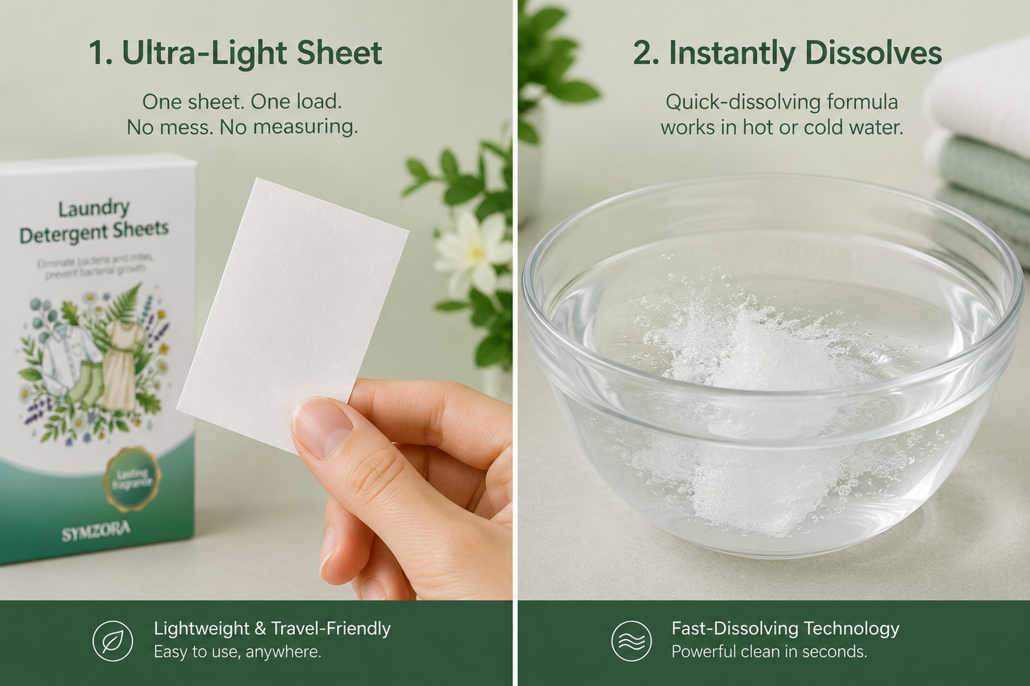 SYMZORA Wildflower Laundry Sheets – Eco-Friendly, Gentle Clean for Sensitive Skin