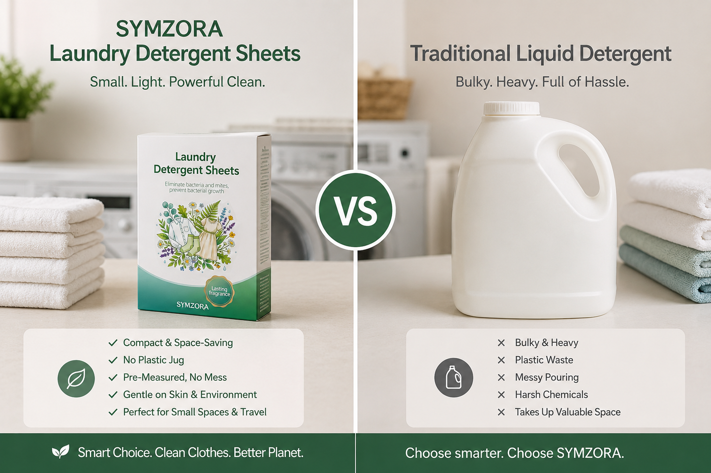 SYMZORA Wildflower Laundry Sheets – Eco-Friendly, Gentle Clean for Sensitive Skin