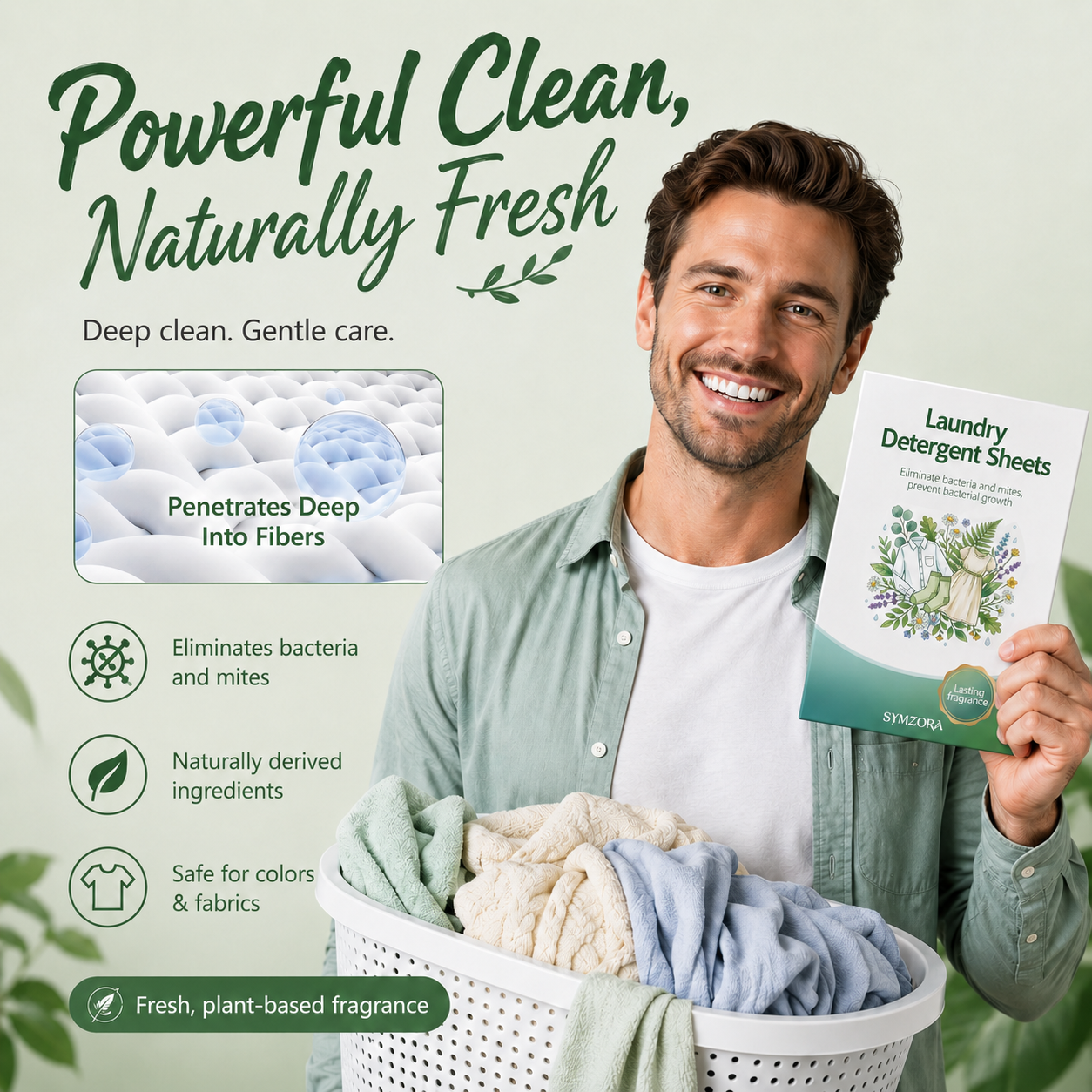 SYMZORA Wildflower Laundry Sheets – Eco-Friendly, Gentle Clean for Sensitive Skin