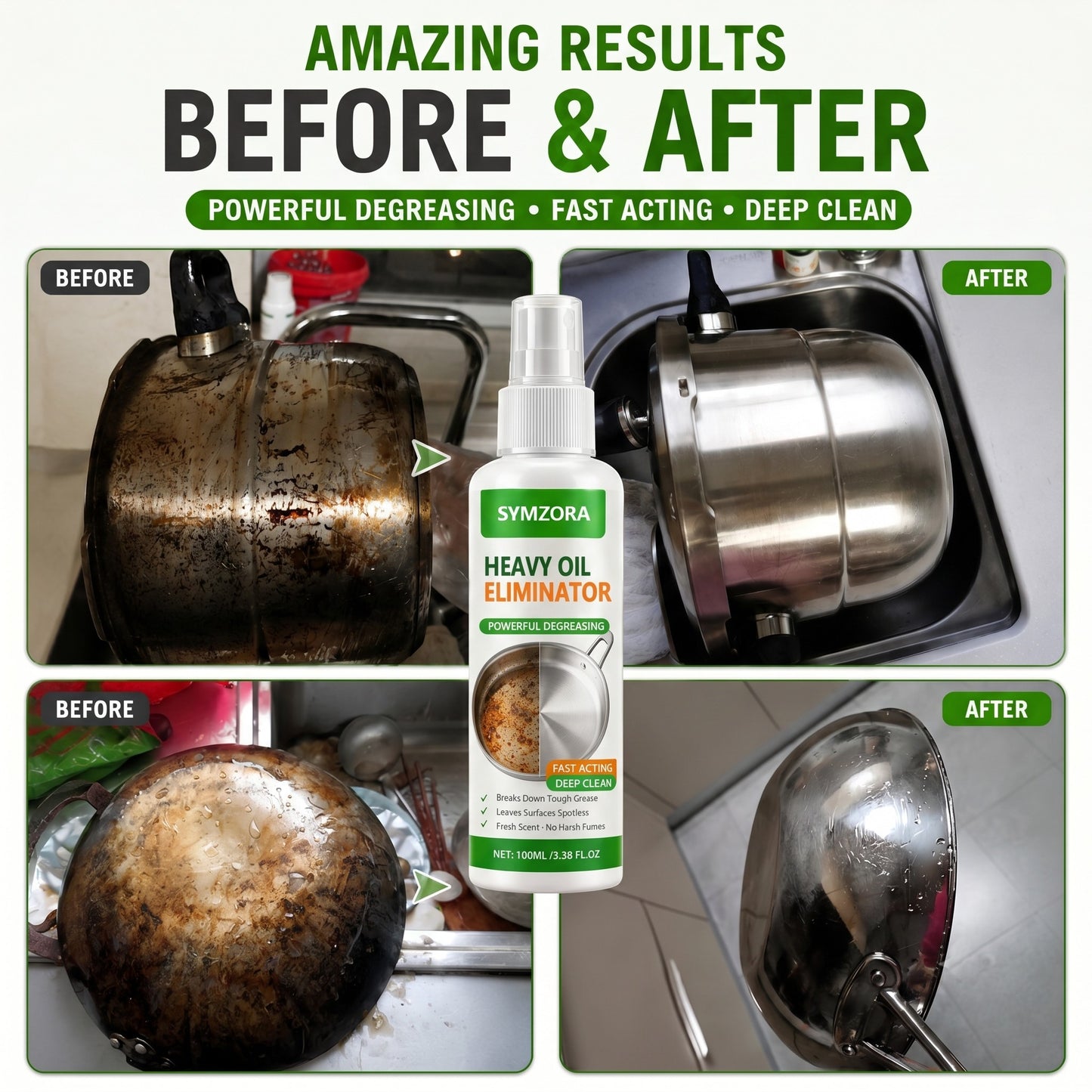 Symzora™ Heavy-Duty Degreaser Spray - Foam Cleaner for Range Hood, Oven & Kitchen Grease